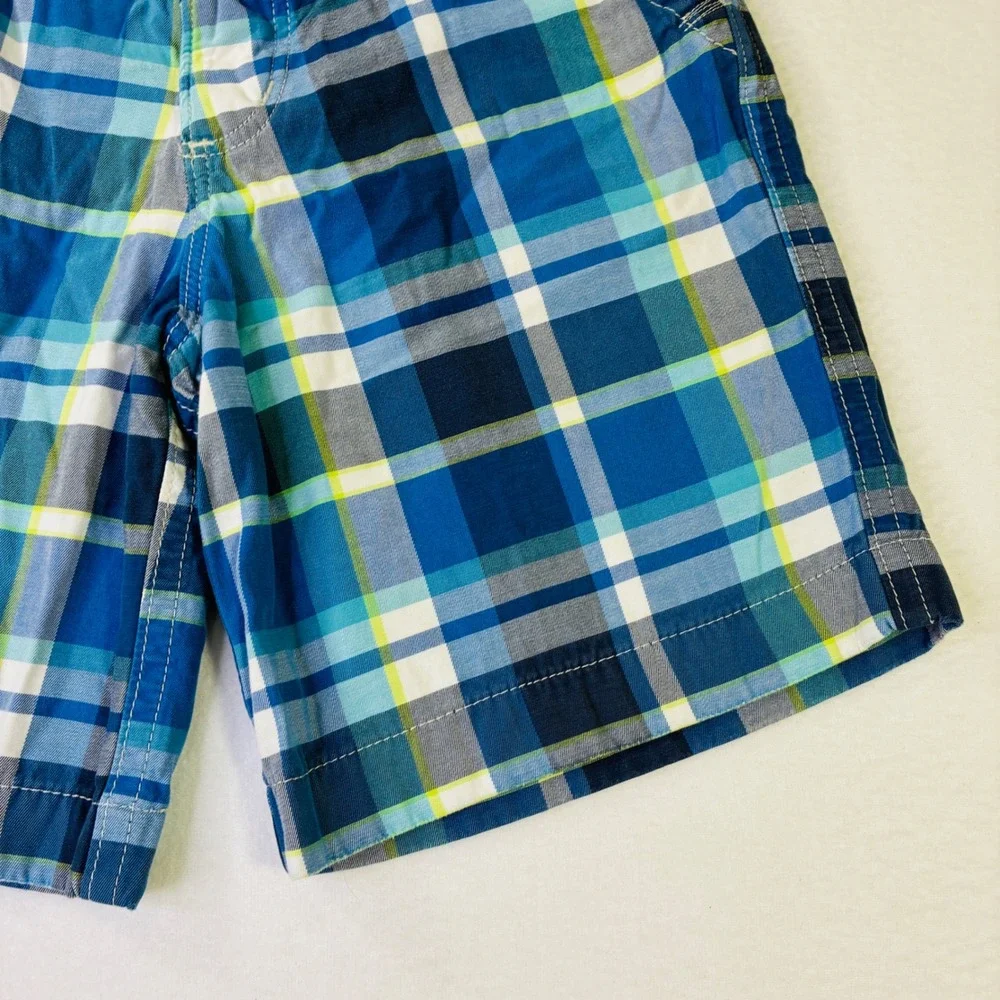 Hollister Mens Blue Plaid Flat Front Chino Shorts Button Fly 30 32